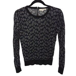 Loft Top Womens Small Blouse Semi Sheer Knit Long Sleeve Floral Casual Shirt